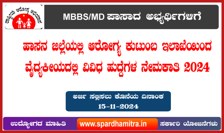 DHFWS Hassan Recruitment 2024 JobNotification Apply age Qualification